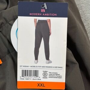 Modern Ambition Pants Women XXL Olive Tie Waist‎ Stretch Tapered Joggers Pockets